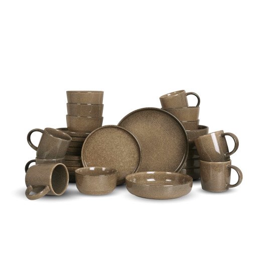 طقم سفرة عشاء خزفي من ريسا 30 قطعة بني