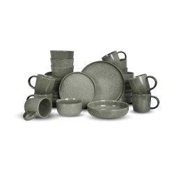 طقم سفرة عشاء خزفي من ريسا 30 قطعة اخضر زيتي