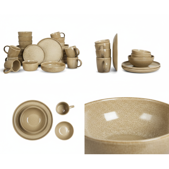 طقم سفرة عشاء خزفي من ريسا 30 قطعة بني فاتح طقم سفرة عشاء خزفي من ريسا 30 قطعة بني فاتح