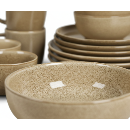 طقم سفرة عشاء خزفي من ريسا 30 قطعة بني فاتح طقم سفرة عشاء خزفي من ريسا 30 قطعة بني فاتح