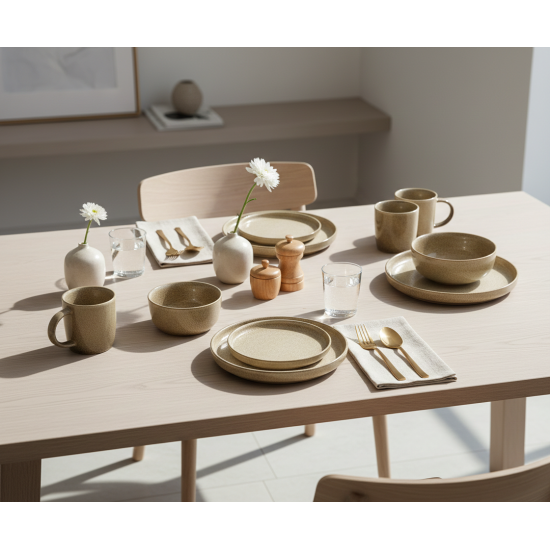 طقم سفرة عشاء خزفي من ريسا 30 قطعة بني فاتح طقم سفرة عشاء خزفي من ريسا 30 قطعة بني فاتح