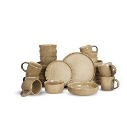 طقم سفرة عشاء خزفي من ريسا 30 قطعة بني فاتح