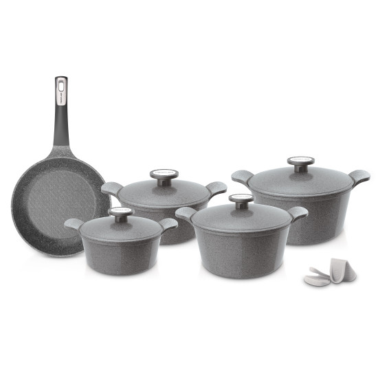 Neoflam Exterma pots set of 9 pieces, grey
