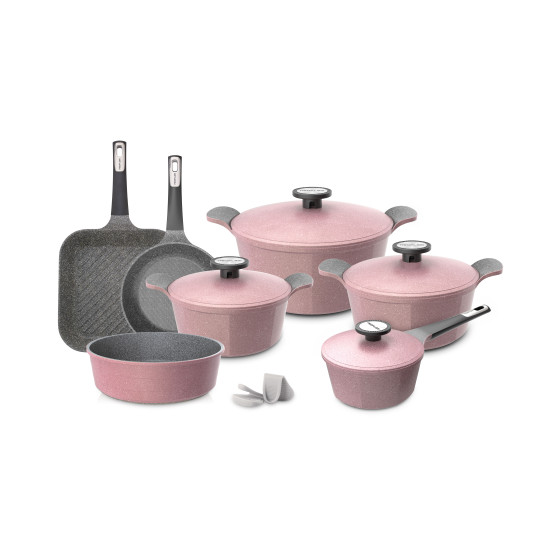 Korean Extrema pots set, 11 pieces, pink