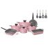Eni Granite 15-Piece Pink Cookware Set