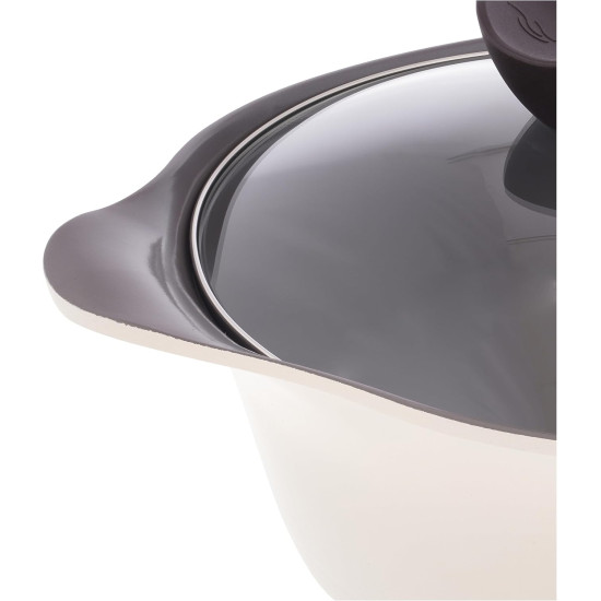 طقم آيني 8 قطع بطبقة من السيراميك لون بيج كريمي غطاء زجاج