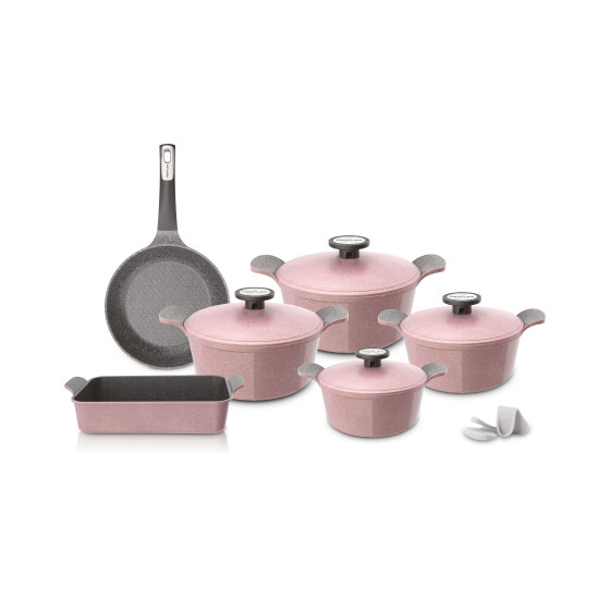 Korean Extrema cookware set of 10 pieces, pink