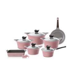طقم قدور كوري ايني مكونة من 12 قطعة  وردي