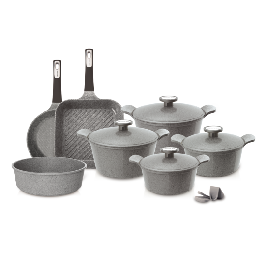 Extrema Korean granite cookware set, 11 pieces, gray: