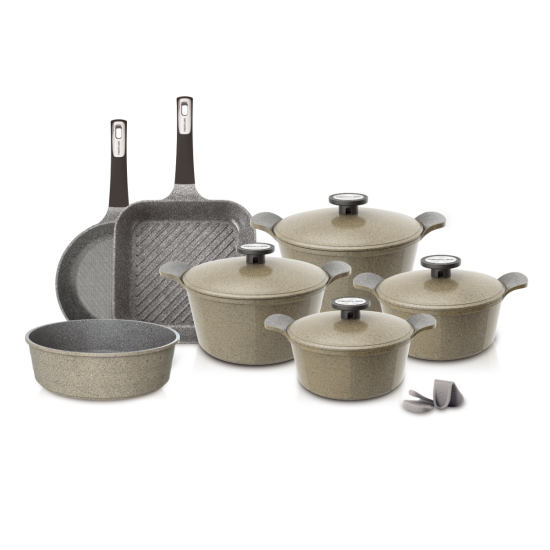 Extrema Korean granite cookware set, 11 pieces, beige: