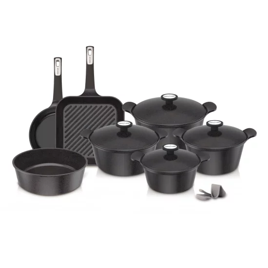 Extrema Korean granite cookware set, 11 pieces, black 121110