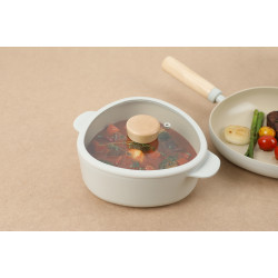 قدر سيراميك فيكا أبيكس بغطاء زجاجي ، اوف وايت 20سم