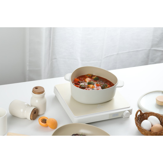 قدر سيراميك فيكا أبيكس بغطاء زجاجي ، اوف وايت 20سم