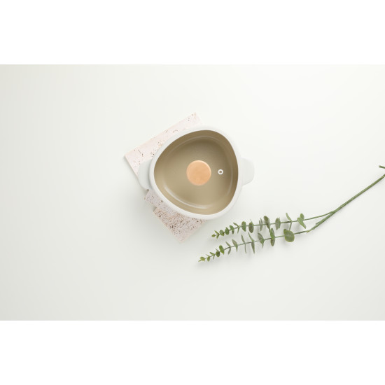 قدر سيراميك فيكا أبيكس بغطاء زجاجي ، اوف وايت 20سم