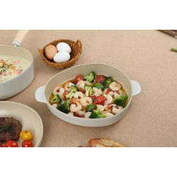 كسرولة منخفضة سيراميك فيكا أبيكس بغطاء زجاجي ، اوف وايت 26 سم