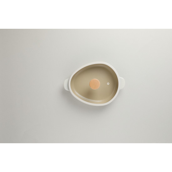 كسرولة منخفضة سيراميك فيكا أبيكس بغطاء زجاجي ، اوف وايت 26 سم