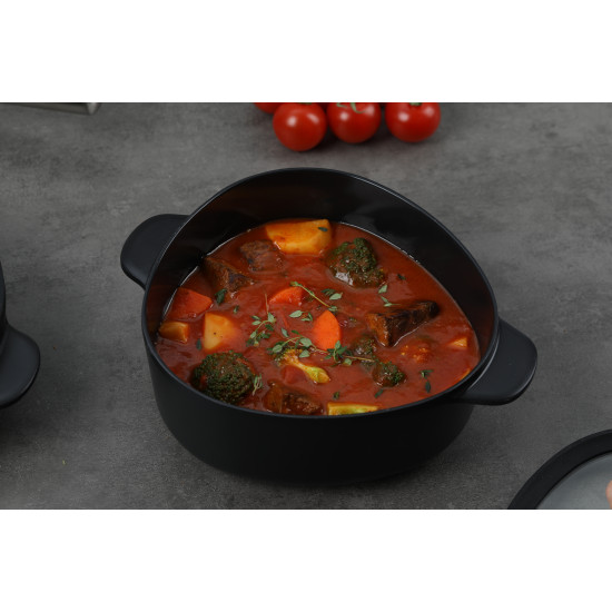 قدر سيراميك فيكا أبيكس بغطاء زجاجي ، اسود 20سم