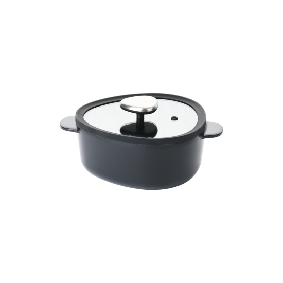 قدر سيراميك فيكا أبيكس بغطاء زجاجي ، اسود 20سم