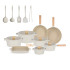 Neoflam Fika Cast Aluminum Cookware Set, 18 Pieces, Off-White