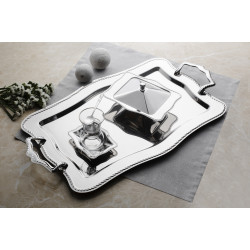 طقم صواني من الأستانلس ستيل مكون من قطعتين.