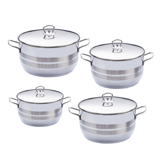 Safinox steel pots, 8 pieces (18-22-26-30):