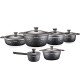 Arshia German Die-Casted Diamond Cookware Set 12pcs Black