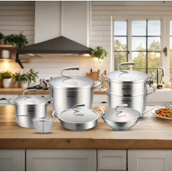 طقم أواني طهي من الاستيل المقاوم للصدأ من أرشيا مكون من 12 قطعة طقم أواني طهي من الاستيل المقاوم للصدأ من أرشيا مكون من 12 قطعة