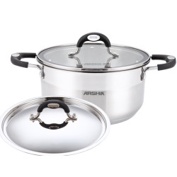 قدر أرشيا من الاستل ستيل مع غطاءين 18سم