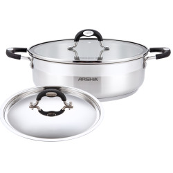 قدر أرشيا من الاستل ستيل منخفض مع غطاءين 28سم