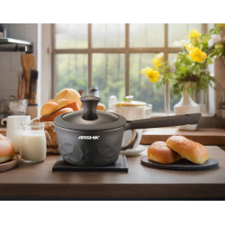 كسرول حليب أرشيا بغطاء مقاس 16سم رمادي