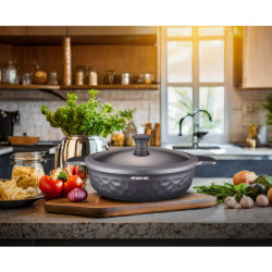 قدر منخفض أرشيا مع غطاء 28 سم رمادي