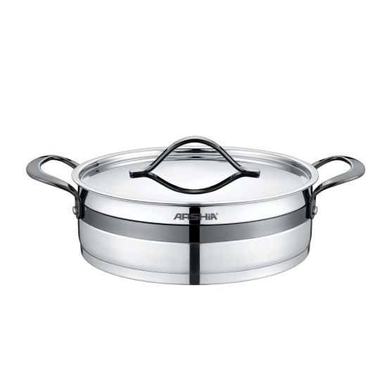 طقم أواني طهي استانلس ستيل من أرشيا 16 قطعة بنقشة رمادي