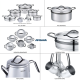 طقم أواني طهي استانلس ستيل من أرشيا 16 قطعة بنقشة رمادي