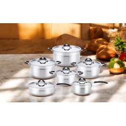 طقم أواني ستانلس ستيل مع غطائين من أرشيا 12 قطعة