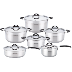 طقم أواني ستانلس ستيل مع غطائين من أرشيا 12 قطعة