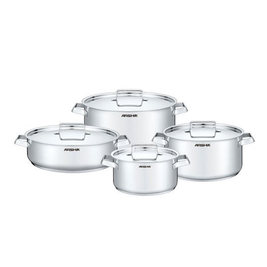 طقم أواني طهي من الاستيل المقاوم للصدأ من أرشيا مكون من 8 قطع