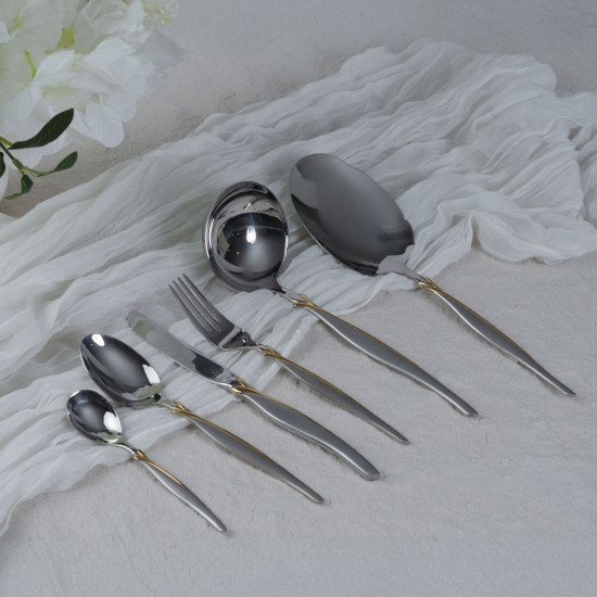 طقم أدوات مائدة أرشيا الذهبي مع الفضي، 26 قطعة، مع حامل