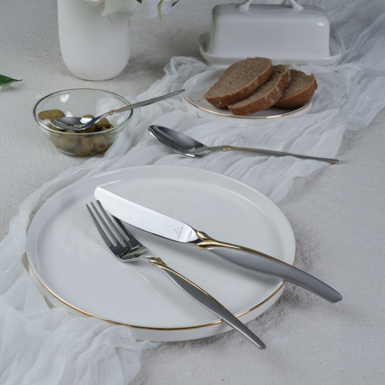 طقم أدوات مائدة أرشيا الذهبي مع الفضي، 26 قطعة، مع حامل