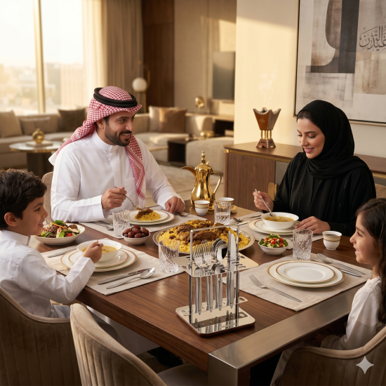 طقم أدوات مائدة فضية من أرشيا، 26 قطعة مع حامل