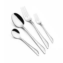 طقم أدوات مائدة أرشيا الفضي، 48 قطعة، مع حامل