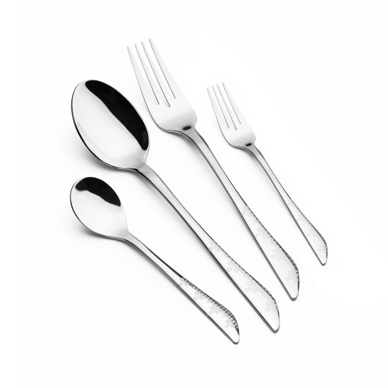 طقم أدوات مائدة أرشيا الفضي، 48 قطعة، مع حامل