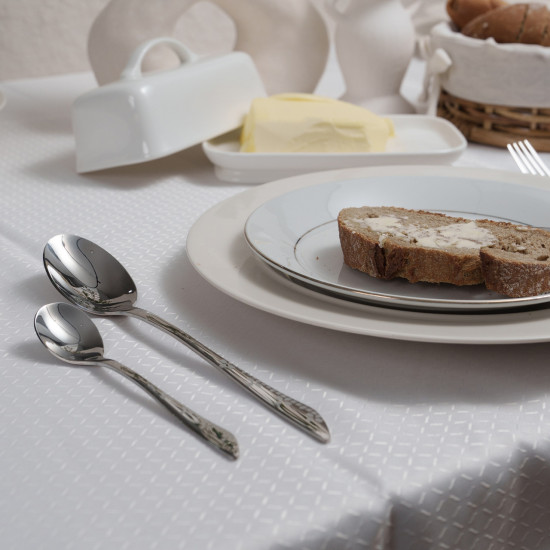 طقم أدوات مائدة أرشيا الفضي، 48 قطعة، مع حامل