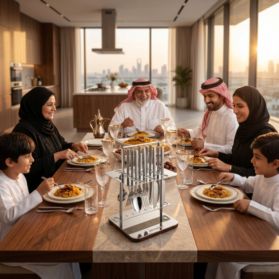 طقم أدوات مائدة فضية من أرشيا، 26 قطعة مع حامل