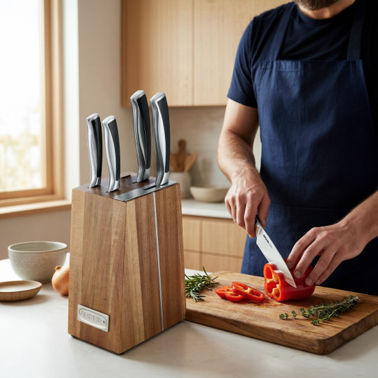 طقم سكاكين أرشيا 6 قطع مع حامل خشبي