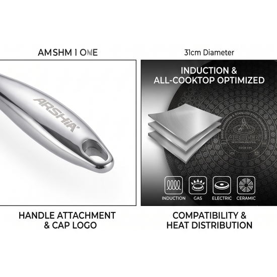 مقلاة كريب / بانكيك استانلس ستيل من أرشيا 31 سم