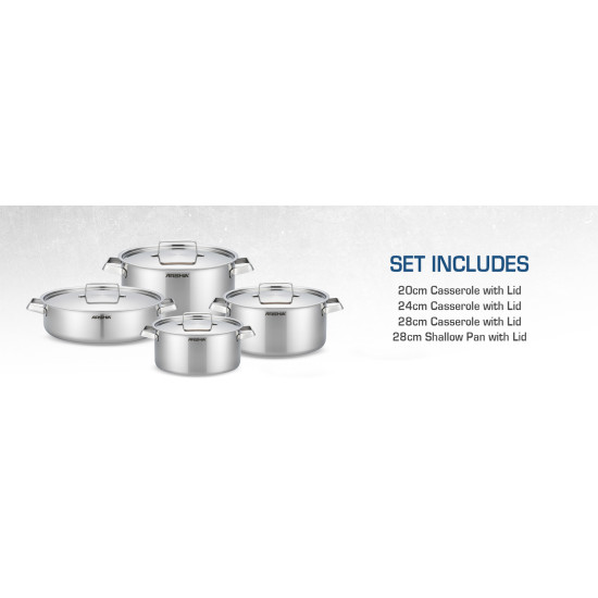 Arshia 8-Piece Scratch-Resistant Stainless Steel Cookware Set Arshia 8-Piece Scratch-Resistant Stainless Steel Cookware Set