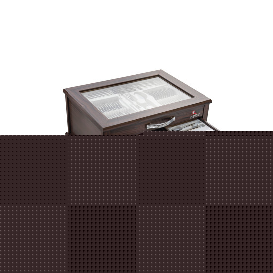 طقم أدوات المائدة مكون من 89 قطعة مع صندوق خشبي فاخر.