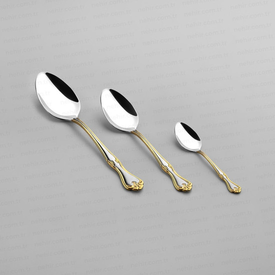 طقم أدوات المائدة مكون من 89 قطعة ذهبي مع صندوق خشبي فاخر