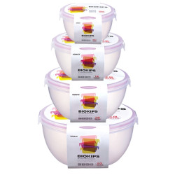 علب بلاستيك كوري مدور طقم 4