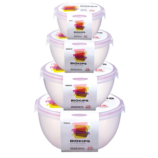 علب بلاستيك كوري مدور طقم 4